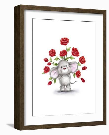 Mouse with Roses-MAKIKO-Framed Giclee Print