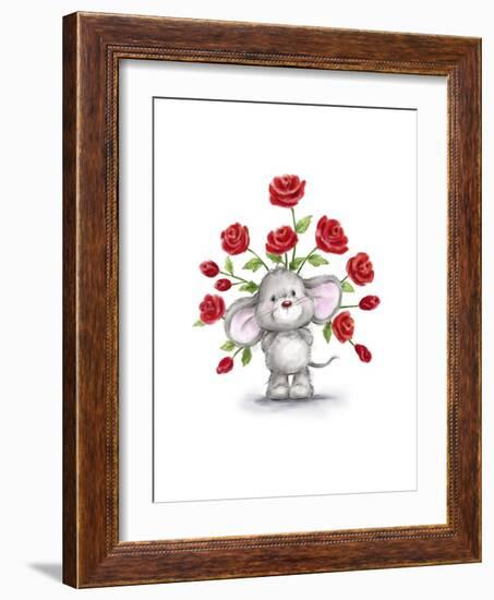 Mouse with Roses-MAKIKO-Framed Giclee Print