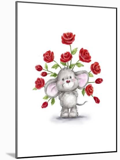 Mouse with Roses-MAKIKO-Mounted Giclee Print