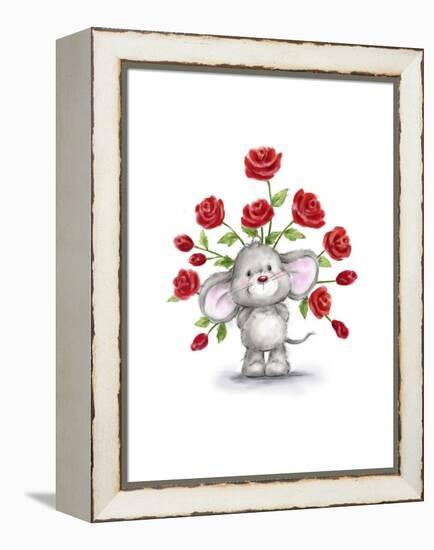 Mouse with Roses-MAKIKO-Framed Premier Image Canvas