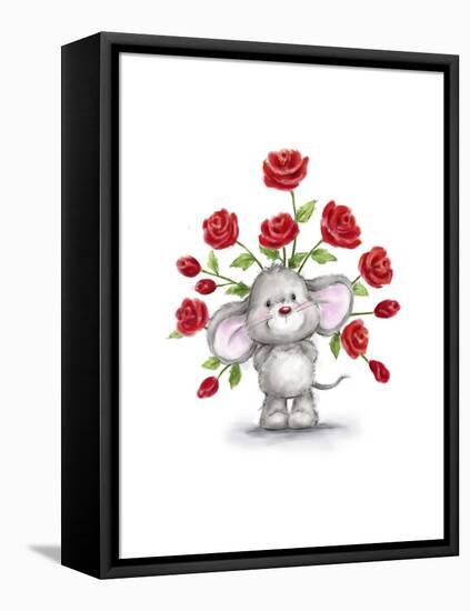 Mouse with Roses-MAKIKO-Framed Premier Image Canvas