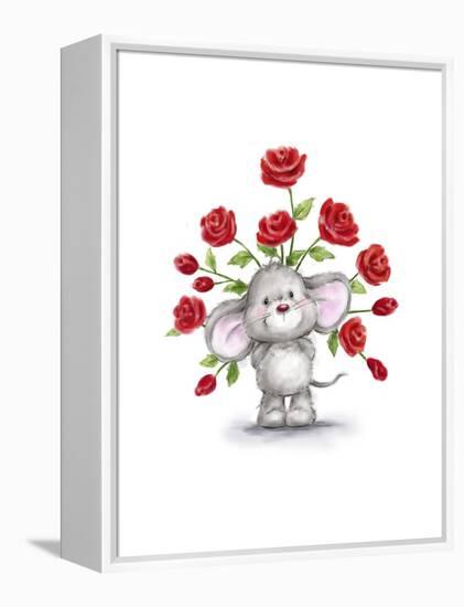 Mouse with Roses-MAKIKO-Framed Premier Image Canvas