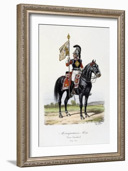 Mousquetaires Noirs, Standard Bearer, 1814-15-Eugene Titeux-Framed Giclee Print