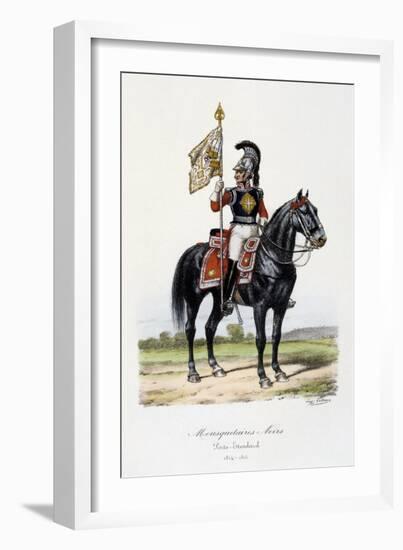 Mousquetaires Noirs, Standard Bearer, 1814-15-Eugene Titeux-Framed Giclee Print