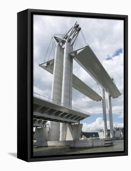 Movable Bridge Flaubert 2008 on River Seine During Armada 2008, Rouen, Normandy, France, Europe-Thouvenin Guy-Framed Premier Image Canvas