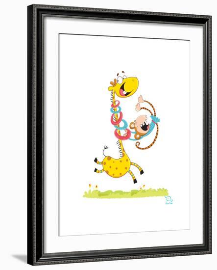 Move it! Move It!-Blue Fish-Framed Art Print