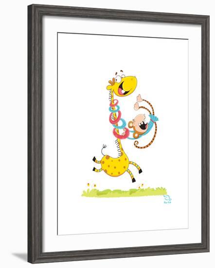 Move it! Move It!-Blue Fish-Framed Art Print