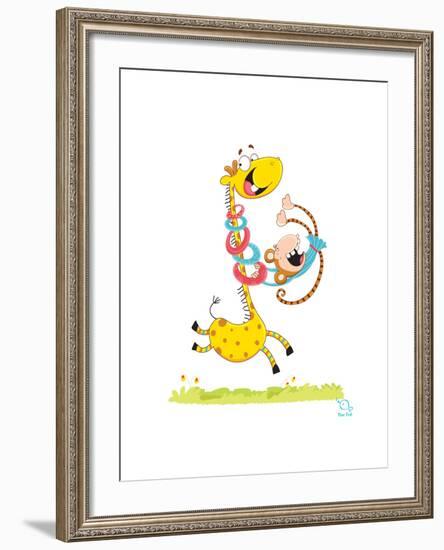 Move it! Move It!-Blue Fish-Framed Art Print