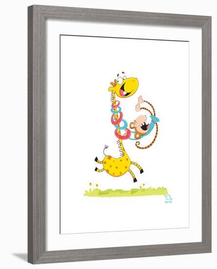 Move it! Move It!-Blue Fish-Framed Art Print