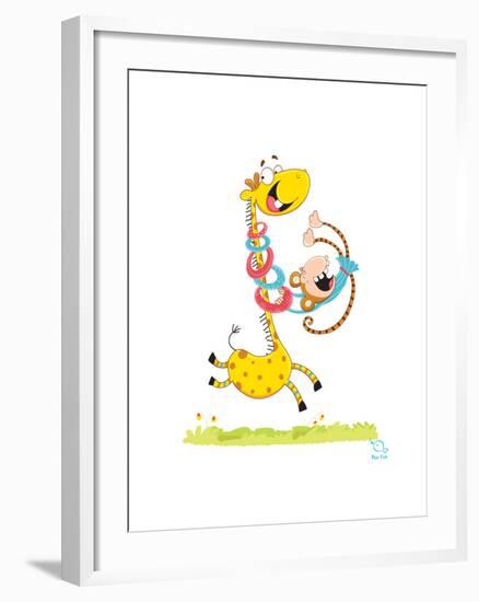 Move it! Move It!-Blue Fish-Framed Art Print