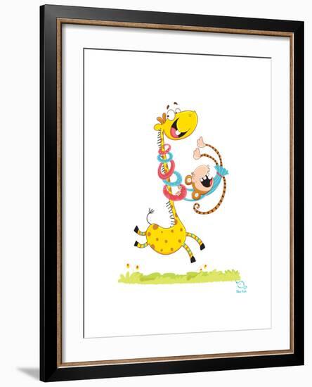 Move it! Move It!-Blue Fish-Framed Art Print