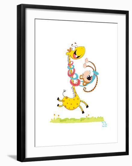 Move it! Move It!-Blue Fish-Framed Art Print