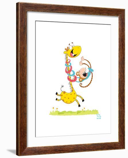 Move it! Move It!-Blue Fish-Framed Art Print