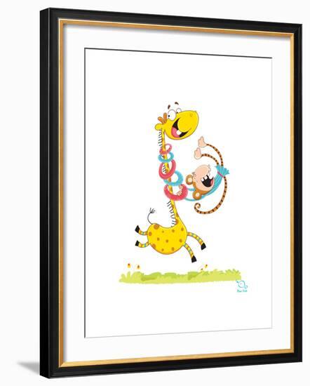 Move it! Move It!-Blue Fish-Framed Art Print