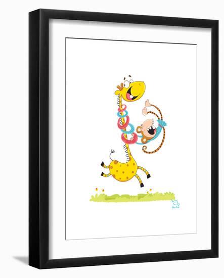 Move it! Move It!-Blue Fish-Framed Art Print