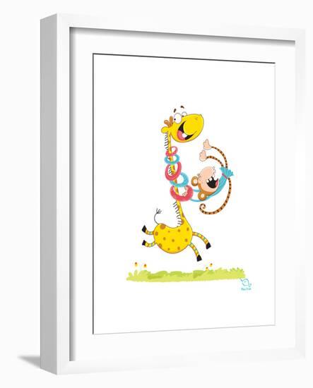 Move it! Move It!-Blue Fish-Framed Art Print