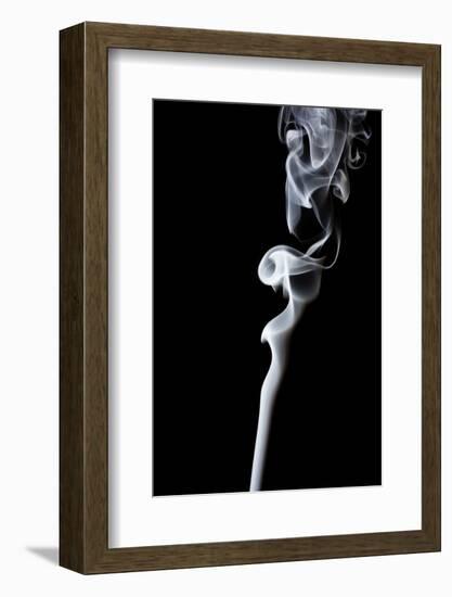 Movement of Smoke,Abstract White Smoke on Black Background.-Summer Photographer-Framed Photographic Print