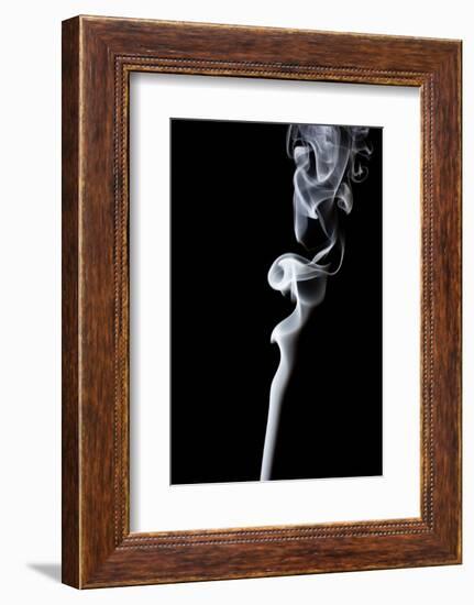 Movement of Smoke,Abstract White Smoke on Black Background.-Summer Photographer-Framed Photographic Print