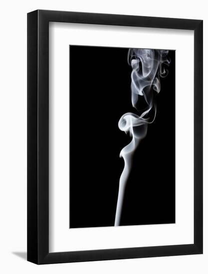 Movement of Smoke,Abstract White Smoke on Black Background.-Summer Photographer-Framed Photographic Print