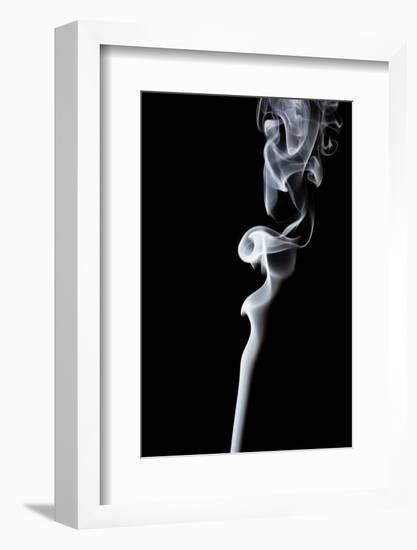Movement of Smoke,Abstract White Smoke on Black Background.-Summer Photographer-Framed Photographic Print