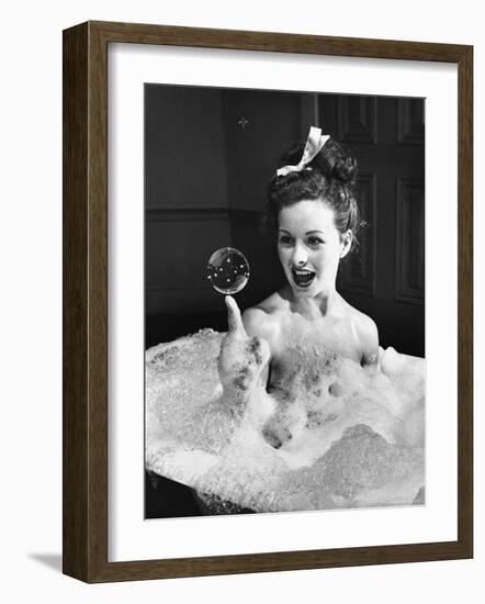 Movie Actress Jeanne Crain Balancing in Scene From the Movie "Margie."-Peter Stackpole-Framed Premium Photographic Print