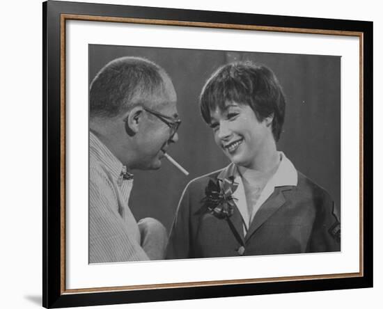 Movie Director Billy Wilder with Actress Shirley MacLaine on Set During Filming of The Apartment-Grey Villet-Framed Premium Photographic Print