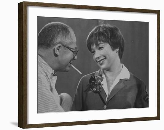 Movie Director Billy Wilder with Actress Shirley MacLaine on Set During Filming of The Apartment-Grey Villet-Framed Premium Photographic Print