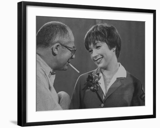 Movie Director Billy Wilder with Actress Shirley MacLaine on Set During Filming of The Apartment-Grey Villet-Framed Premium Photographic Print