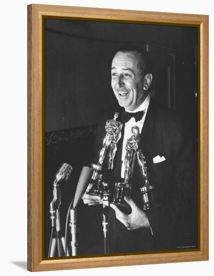 Movie Producer Walt Disney Holding Four Oscar Awards He Won-George Silk-Framed Premier Image Canvas