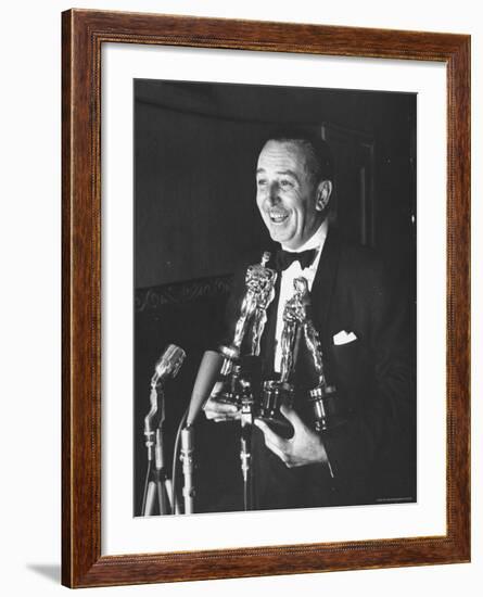 Movie Producer Walt Disney Holding Four Oscar Awards He Won-George Silk-Framed Premium Photographic Print