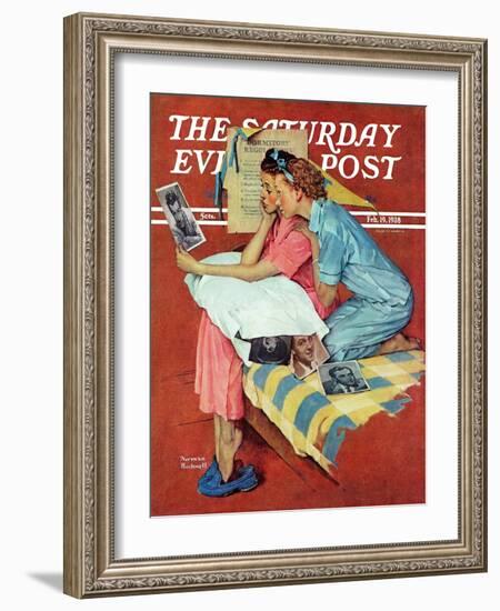 "Movie Star" Saturday Evening Post Cover, February 19,1938-Norman Rockwell-Framed Giclee Print