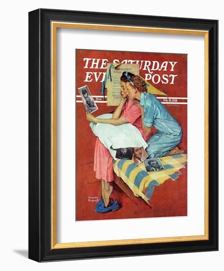 "Movie Star" Saturday Evening Post Cover, February 19,1938-Norman Rockwell-Framed Giclee Print