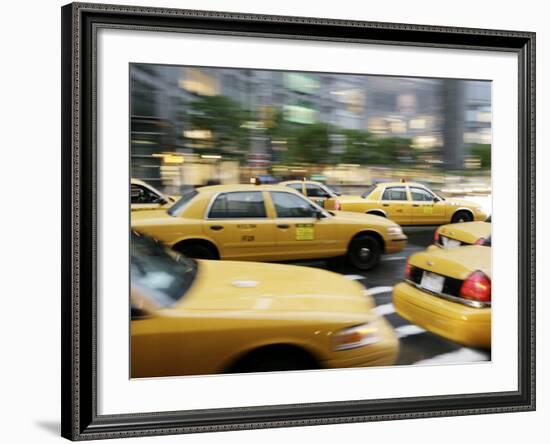 Moving New York Taxis, Manhattan, New York, United States of America, North America-Purcell-Holmes-Framed Photographic Print