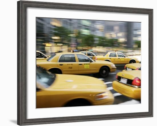 Moving New York Taxis, Manhattan, New York, United States of America, North America-Purcell-Holmes-Framed Photographic Print