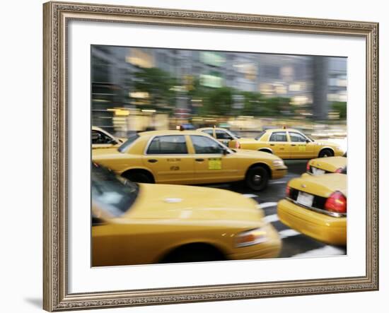 Moving New York Taxis, Manhattan, New York, United States of America, North America-Purcell-Holmes-Framed Photographic Print