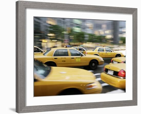 Moving New York Taxis, Manhattan, New York, United States of America, North America-Purcell-Holmes-Framed Photographic Print