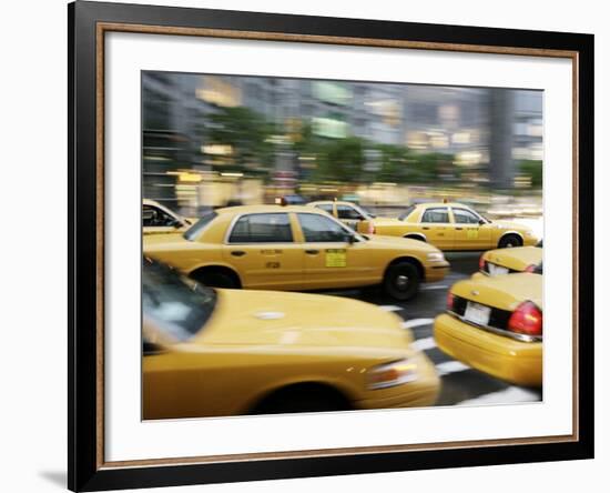 Moving New York Taxis, Manhattan, New York, United States of America, North America-Purcell-Holmes-Framed Photographic Print