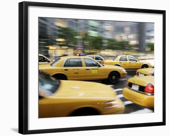 Moving New York Taxis, Manhattan, New York, United States of America, North America-Purcell-Holmes-Framed Photographic Print