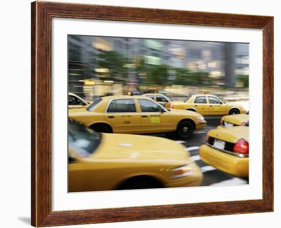 Moving New York Taxis, Manhattan, New York, United States of America, North America-Purcell-Holmes-Framed Photographic Print