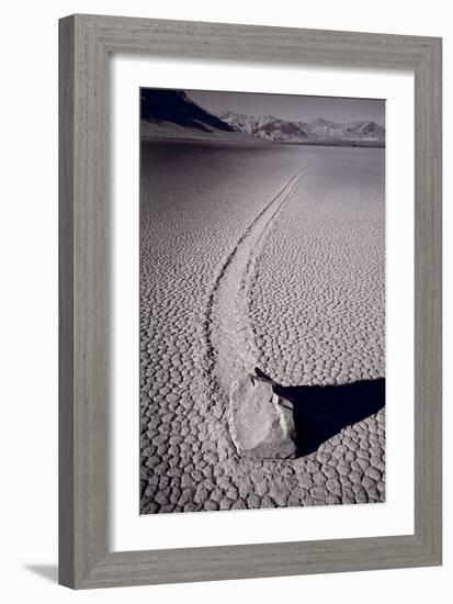 Moving Rocks Number 2 Death Valley BW-Steve Gadomski-Framed Photographic Print