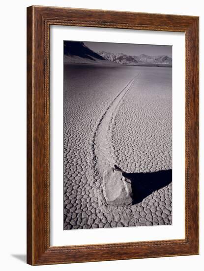 Moving Rocks Number 2 Death Valley BW-Steve Gadomski-Framed Photographic Print