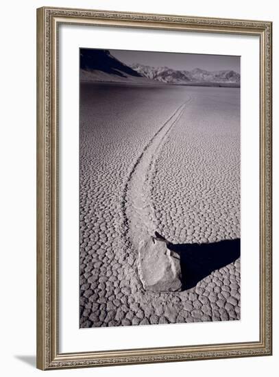 Moving Rocks Number 2 Death Valley BW-Steve Gadomski-Framed Photographic Print