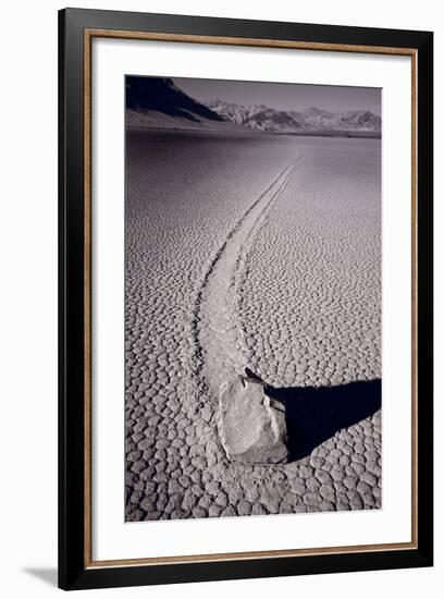 Moving Rocks Number 2 Death Valley BW-Steve Gadomski-Framed Photographic Print