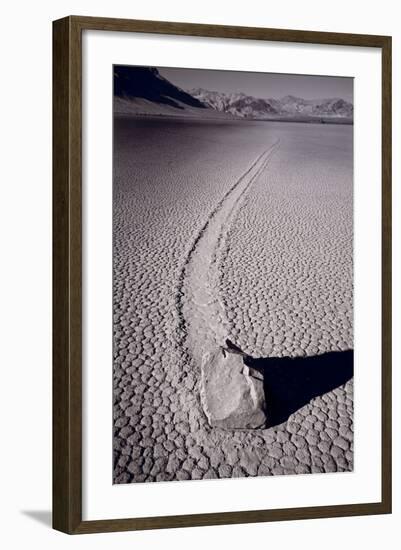 Moving Rocks Number 2 Death Valley BW-Steve Gadomski-Framed Photographic Print