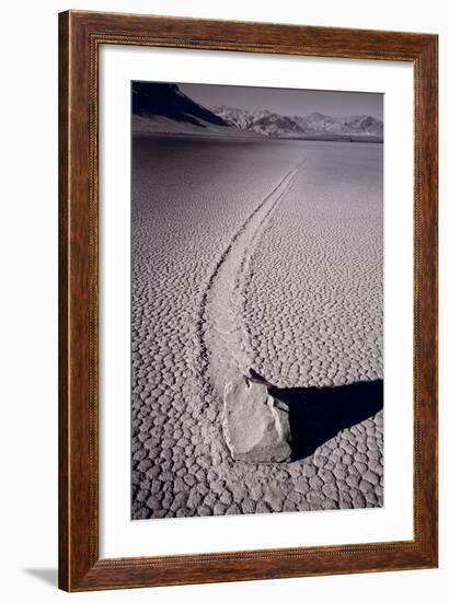 Moving Rocks Number 2 Death Valley BW-Steve Gadomski-Framed Photographic Print