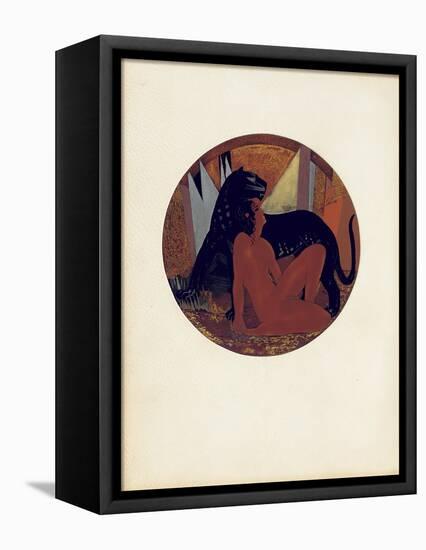 Mowgli and Bagheera, Illustration from 'The Jungle Book' by Rudyard Kipling, Coloured by Jean…-Francois-Louis Schmied-Framed Premier Image Canvas