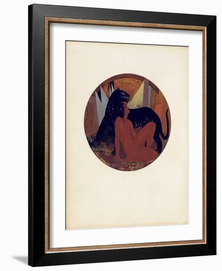 Mowgli and Bagheera, Illustration from 'The Jungle Book' by Rudyard Kipling, Coloured by Jean…-Francois-Louis Schmied-Framed Giclee Print