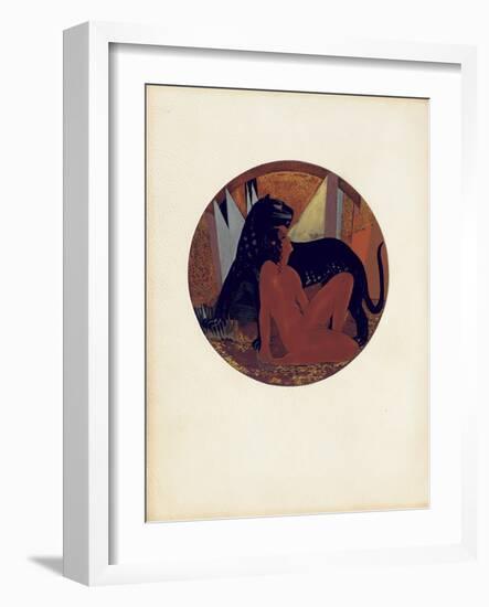 Mowgli and Bagheera, Illustration from 'The Jungle Book' by Rudyard Kipling, Coloured by Jean…-Francois-Louis Schmied-Framed Giclee Print