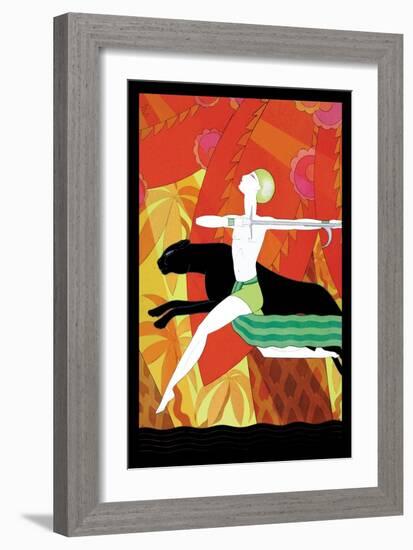 Mowgli and the Black Panther-Frank Mcintosh-Framed Art Print