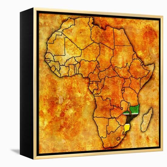 Mozambique on Actual Map of Africa-michal812-Framed Stretched Canvas